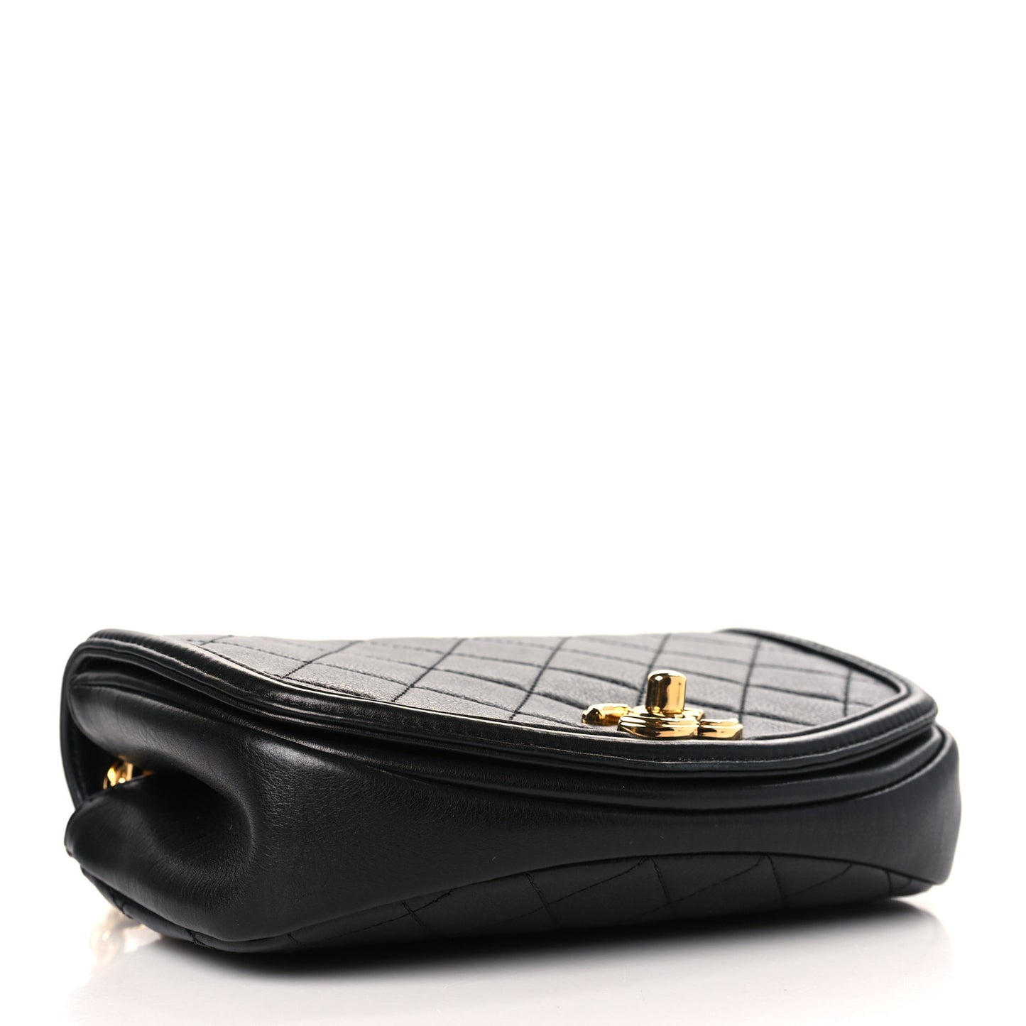 Calfskin Quilted Small Underline Flap Black