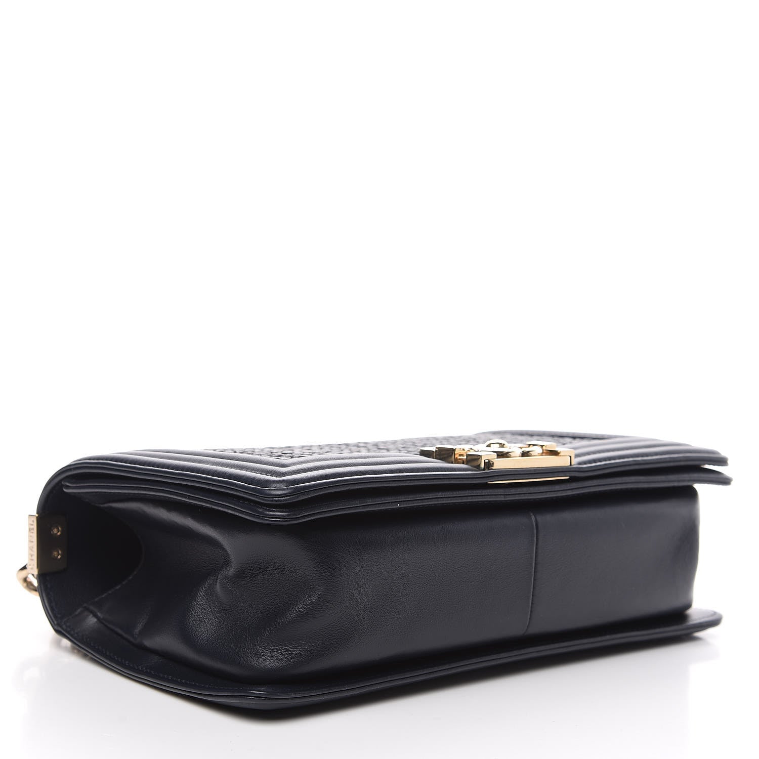Chanel Lambskin Braided Woven Medium Boy Flap Navy Black 3 of 9