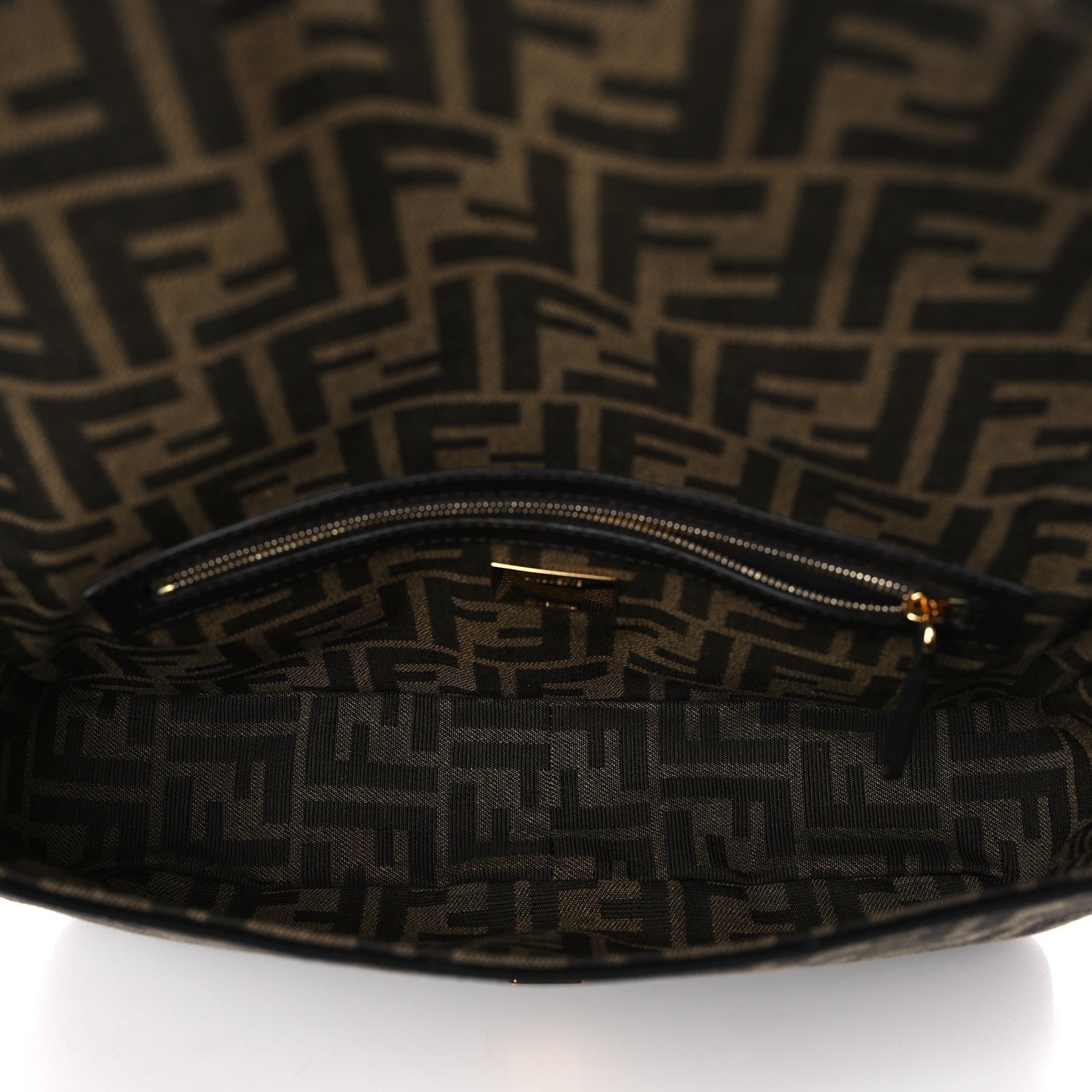 Fendi Fabric Jacquard FF 1974 Medium Baguette Tobacco Moro Black 5 of 11