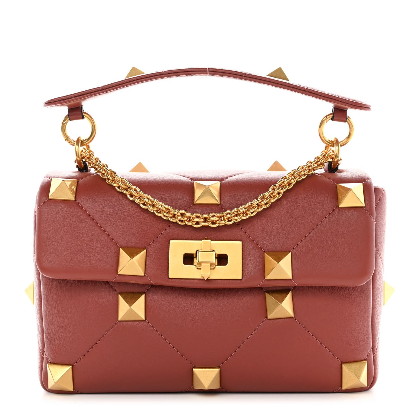 Nappa Medium Roman Stud Shoulder Bag Gingerbread