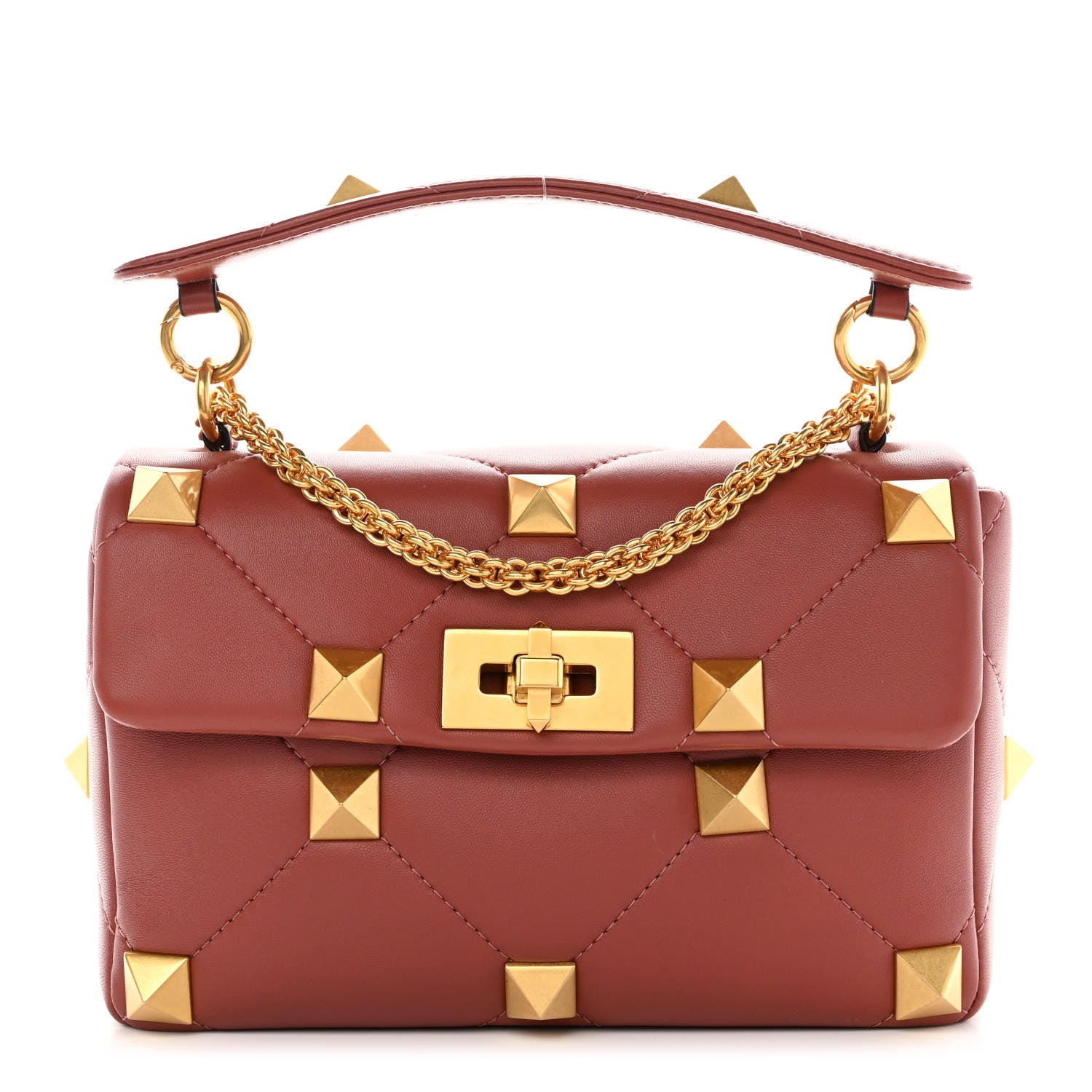 Valentino Garavani Nappa Medium Roman Stud Shoulder Bag Gingerbread 1 of 9