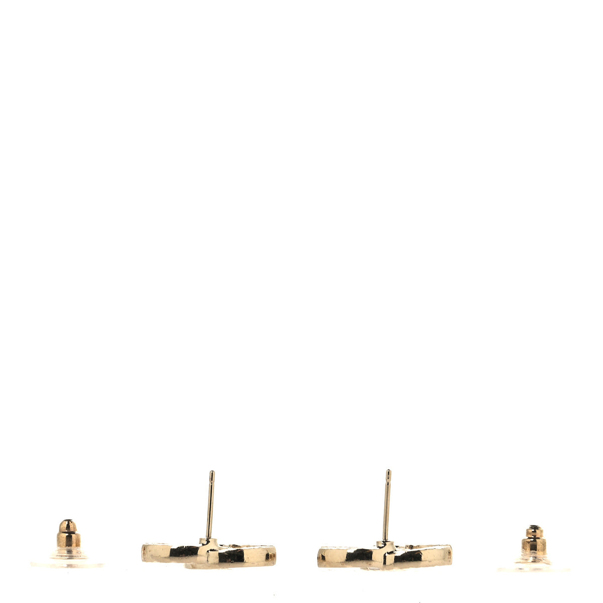 Enamel CC Textured Earring Gold White