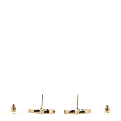 Chanel Enamel CC Textured Earring Gold White 3 of 5
