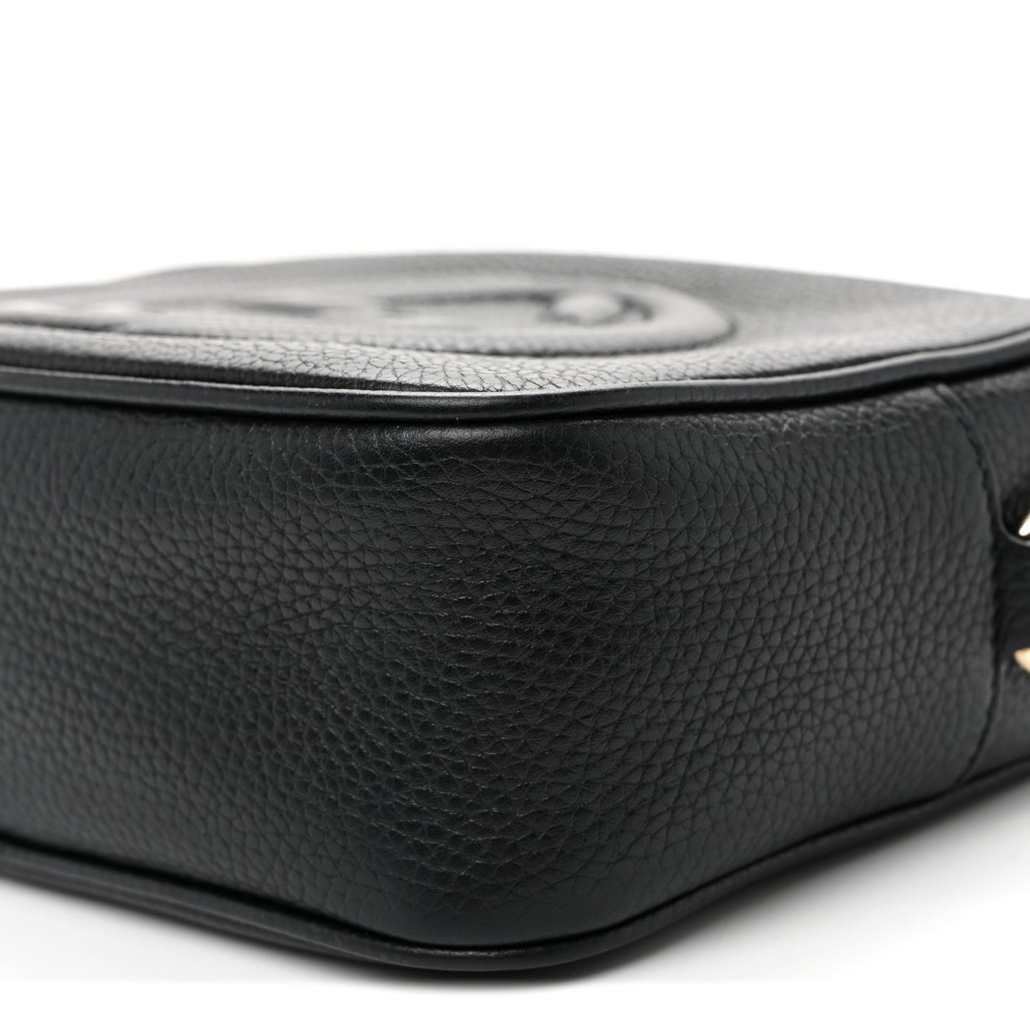 Pebbled Calfskin Small Soho Disco Bag Black