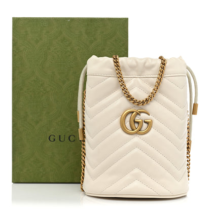 Gucci Calfskin Matelasse Mini GG Marmont 2.0 Bucket Bag White 10 of 10