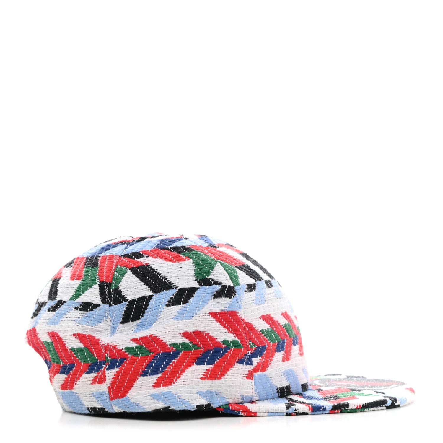 Chanel Tweed Woven Airline CC Cap Hat Red White Blue 6 of 8