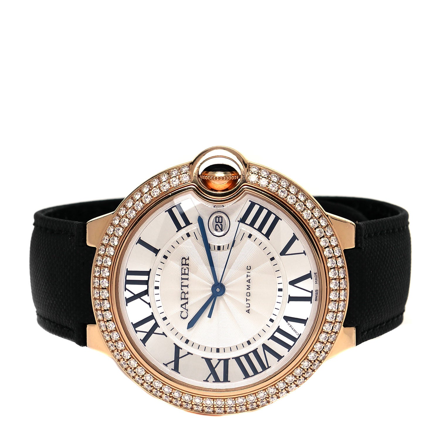 Cartier 18K Pink Gold Nylon Diamond Bezel 42mm Ballon Bleu De Cartier Automatic Watch 2 of 4