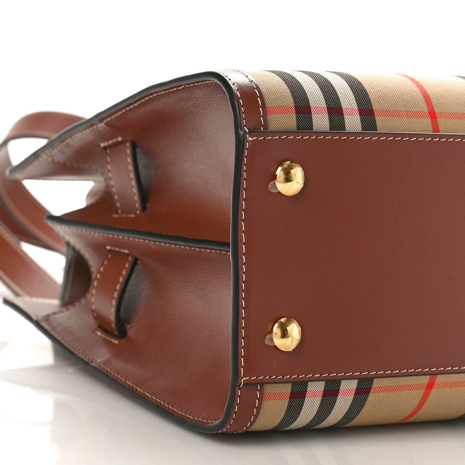 Burberry Calfskin Vintage Check Mini Two Handle Title Bag Archive Beige 8 of 9