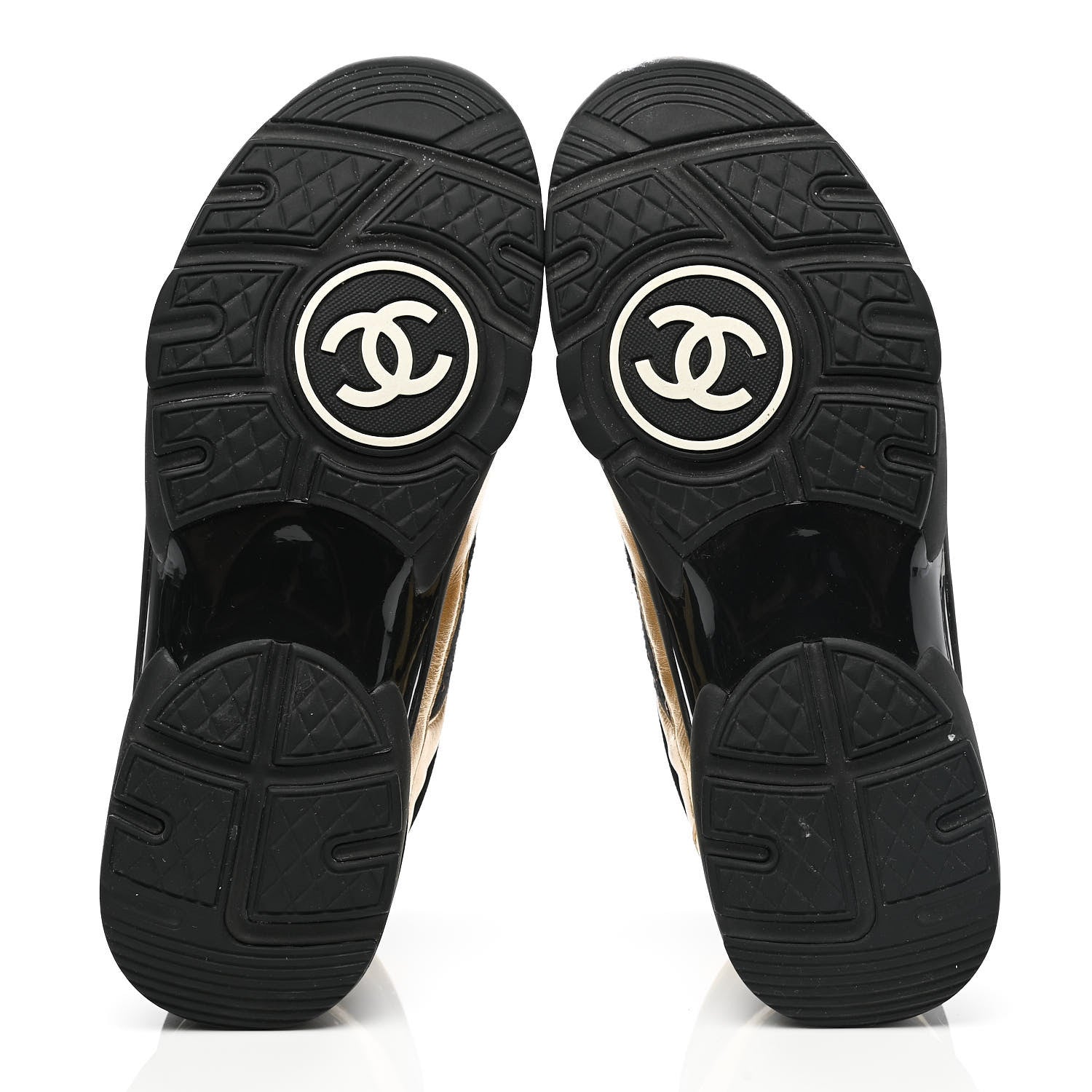 Chanel Satin Lambskin Fabric Tweed CC High Top Sneakers 39.5 Black Gold 5 of 9