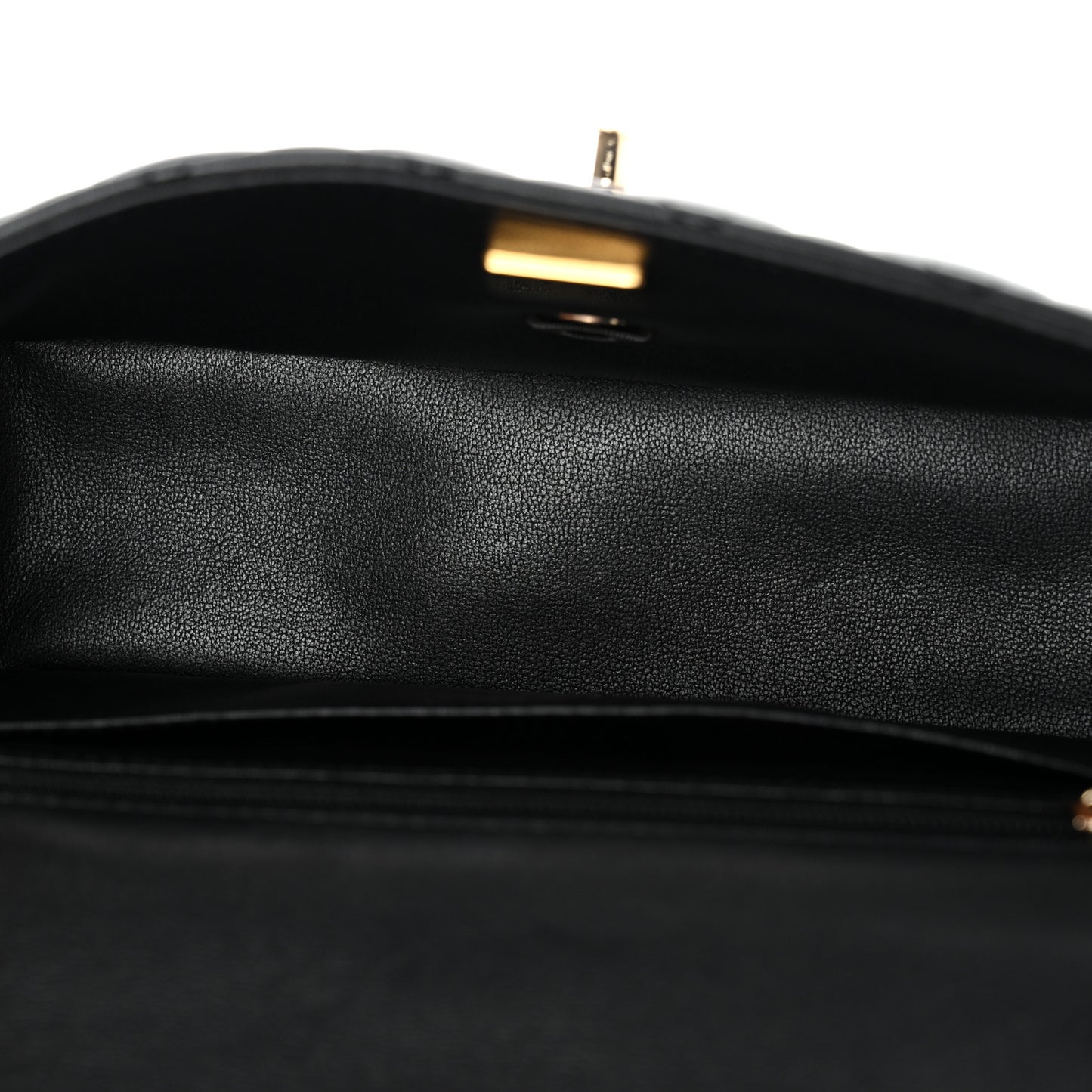 Lambskin Quilted Mini Top Handle Rectangular Flap Black