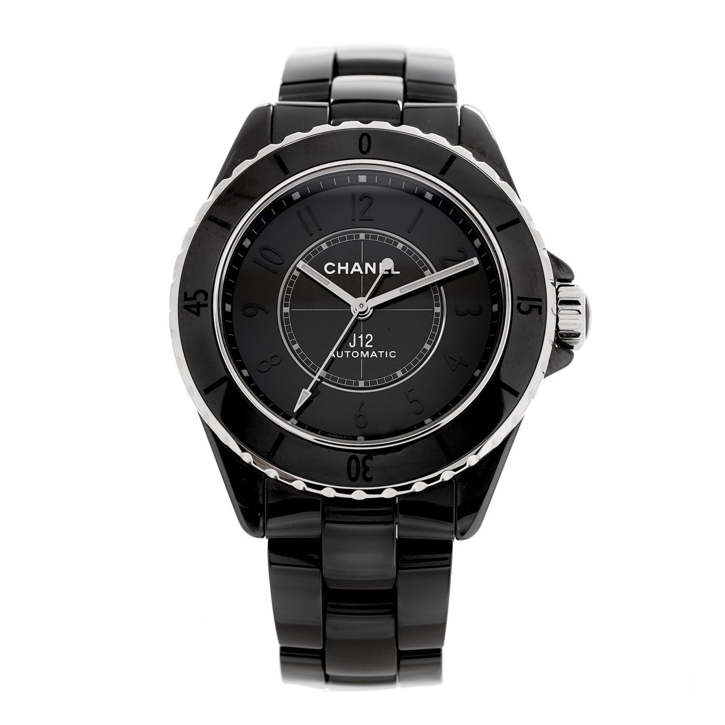 Stainless Steel Ceramic 38mm J12 Phantom Automatic Watch Black