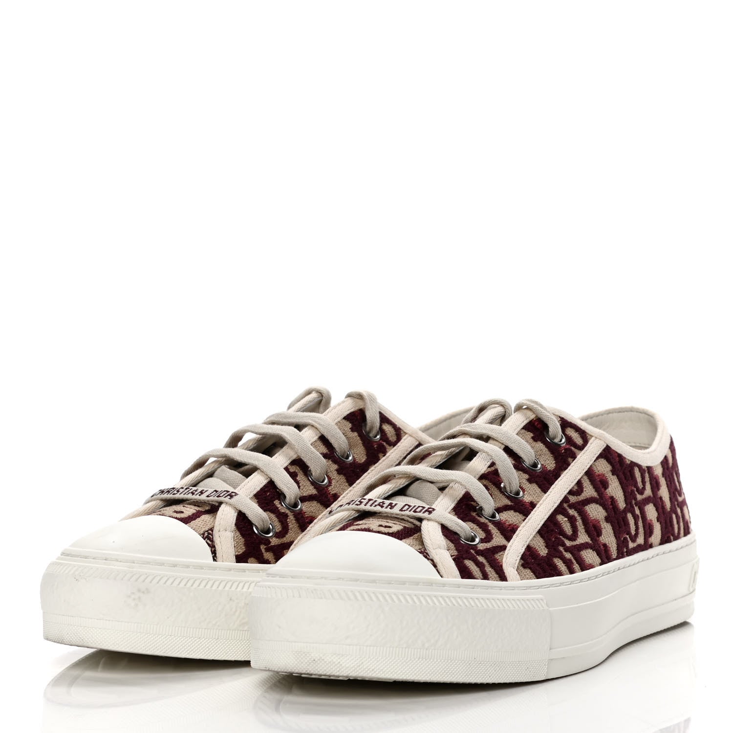 Christian Dior Canvas Oblique Walk'N'Dior Low Top Sneakers 38.5 Deep Amaranth 3 of 10