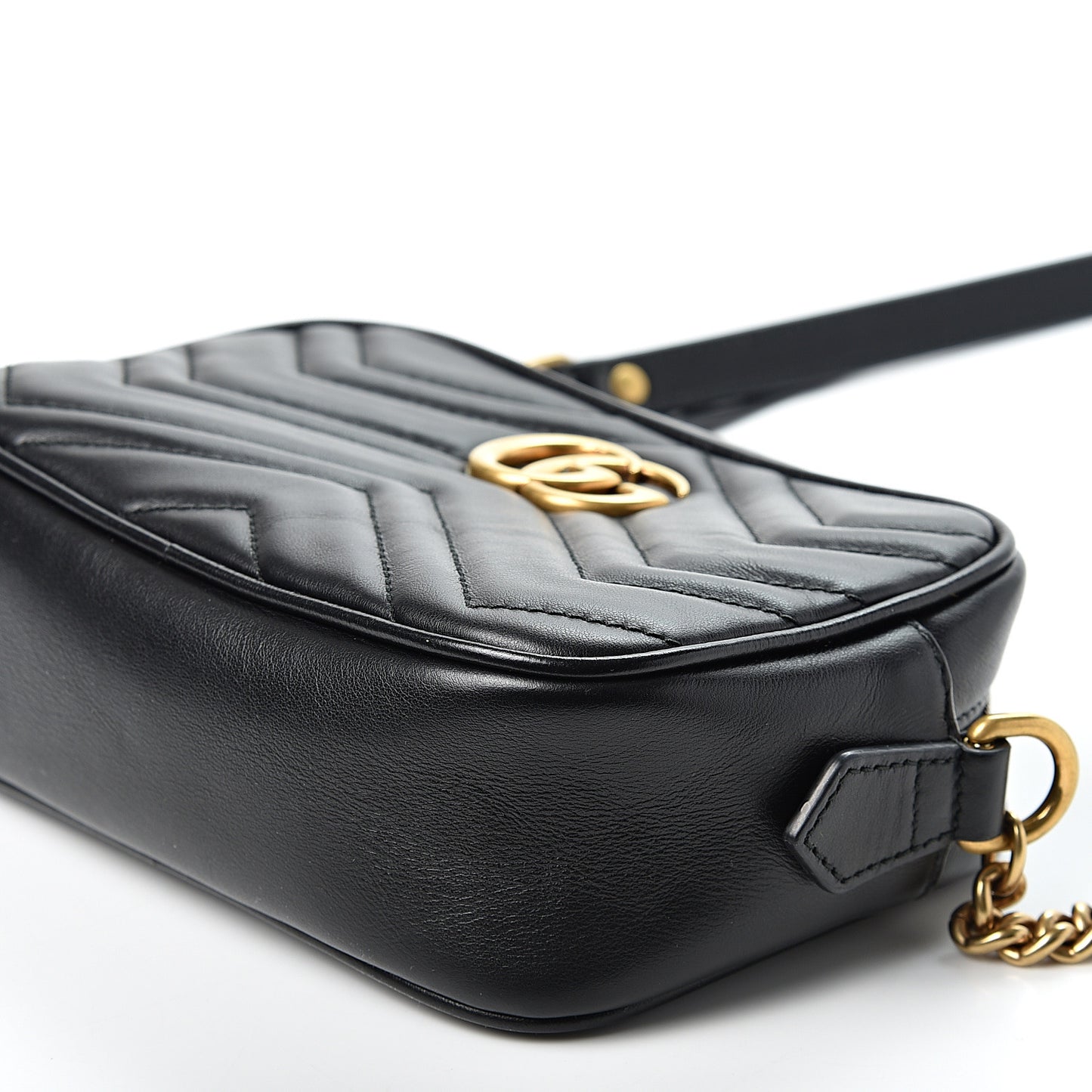 Calfskin Matelasse Mini GG Marmont Chain Shoulder Bag Black