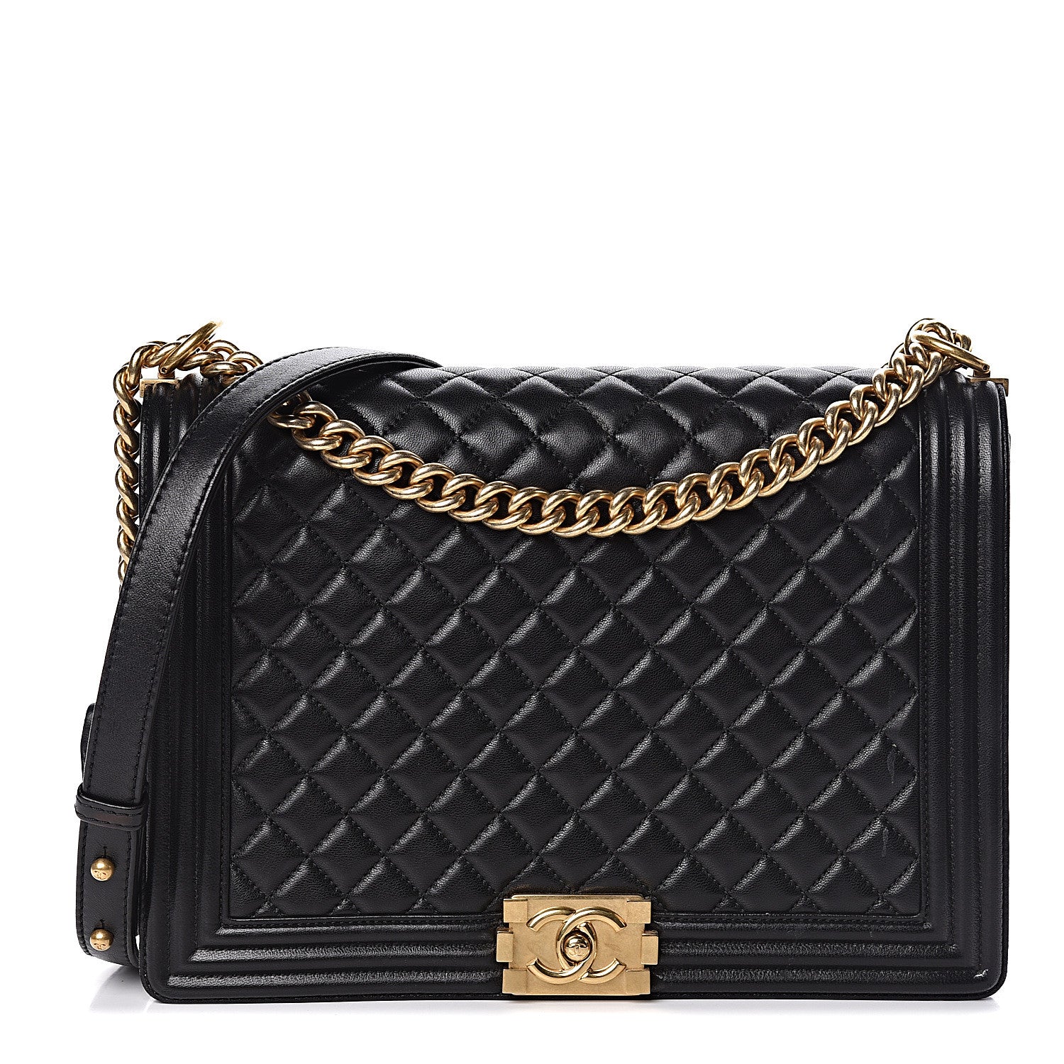Chanel Lambskin Quilted Large Boy Flap Black 1 of 16