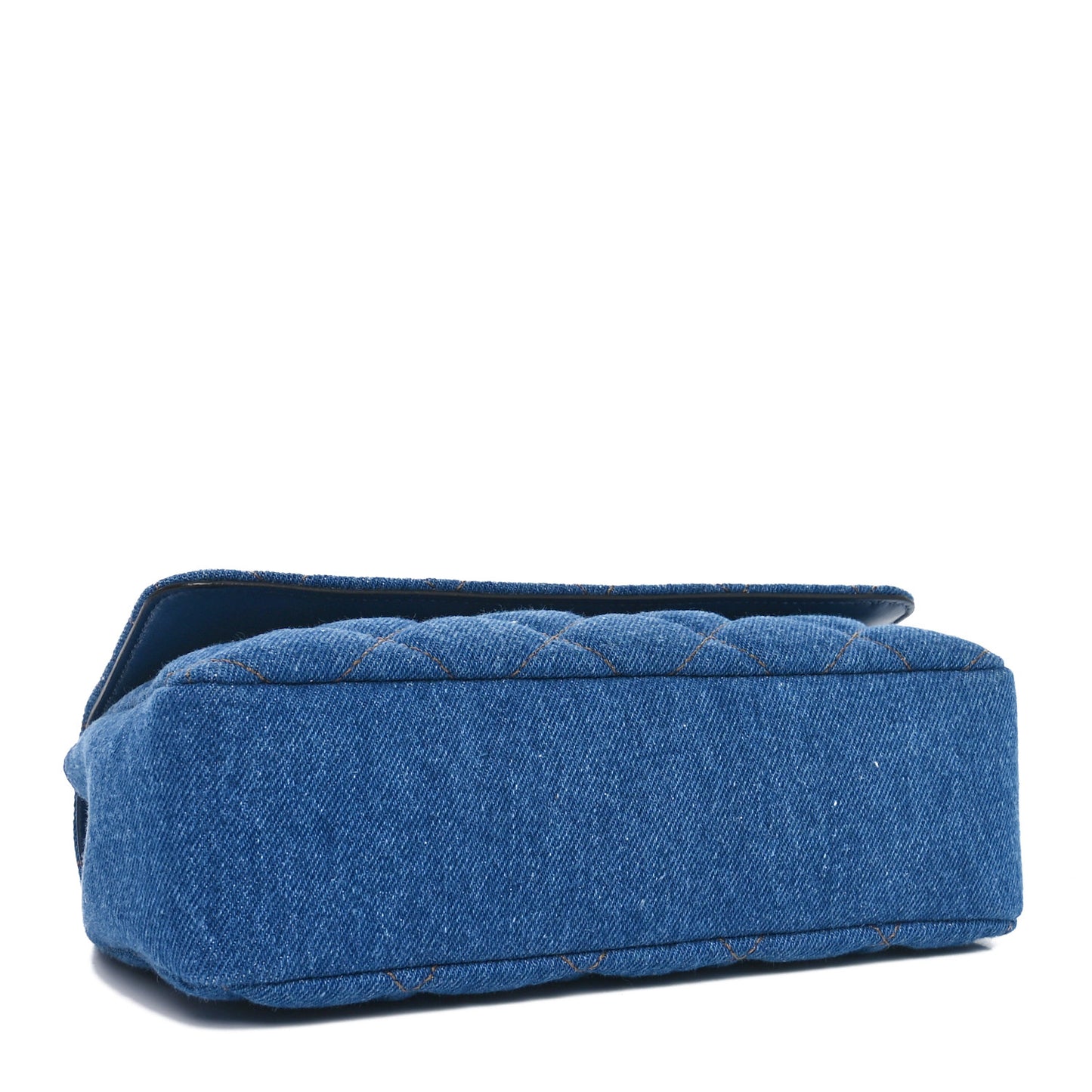 Denim Quilted La Medusa Small Shoulder Bag Blue