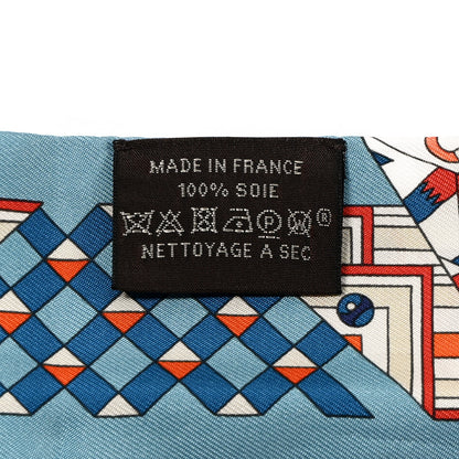 Hermes Silk De l'Ombrelle Aux Duels Twilly Bleu Potiron Creme 3 of 5