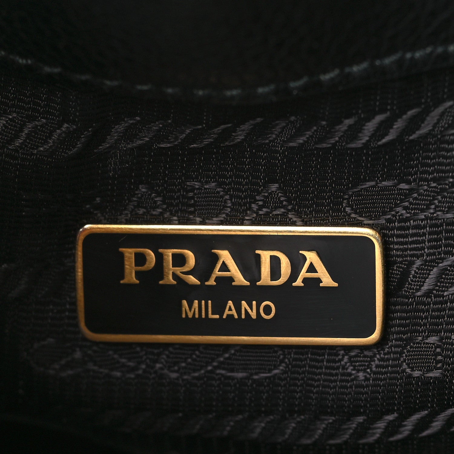 Prada Glace Calfskin Embossed Bucket Bag Black 7 of 9