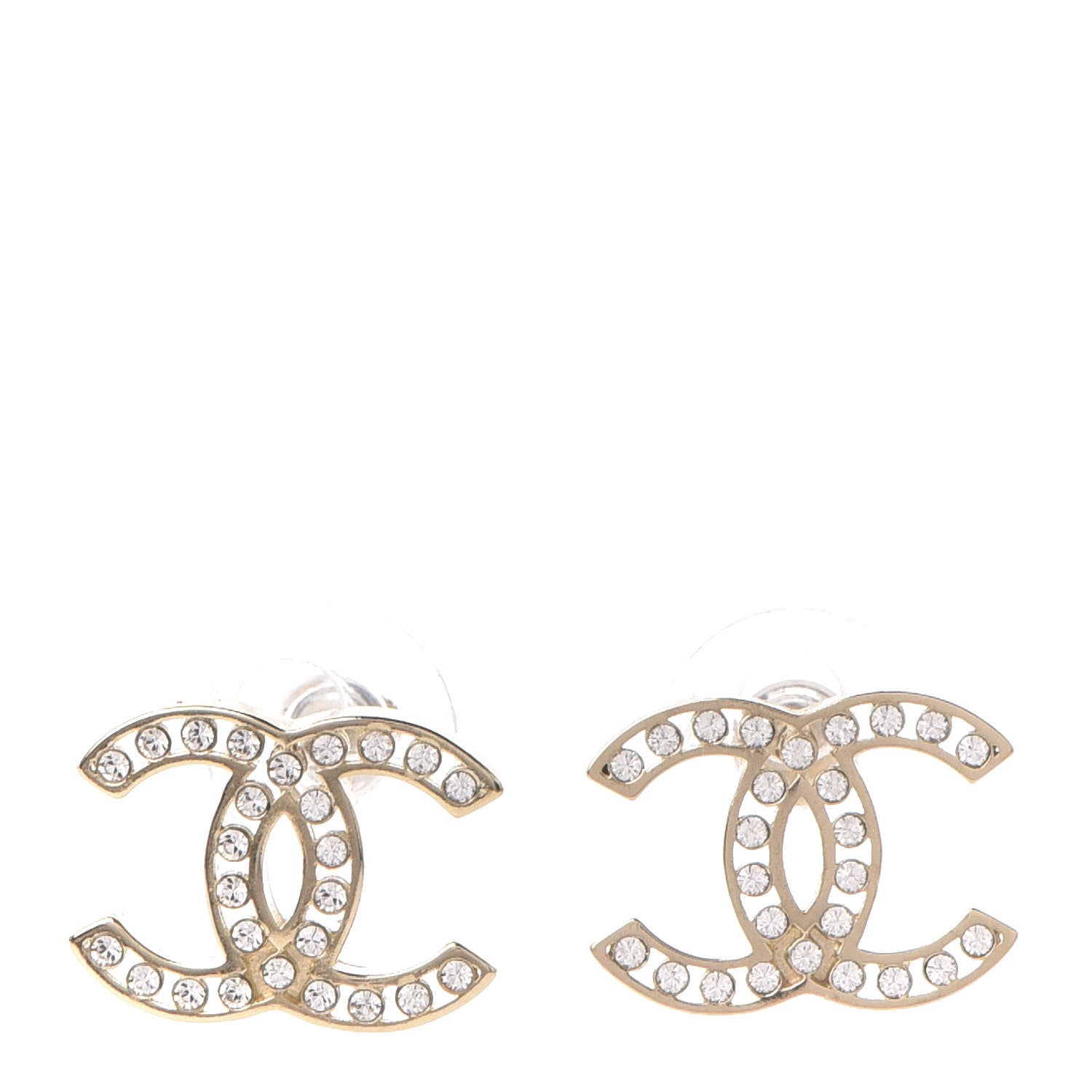 Chanel Crystal CC Large Earrings Gold 1 of 5