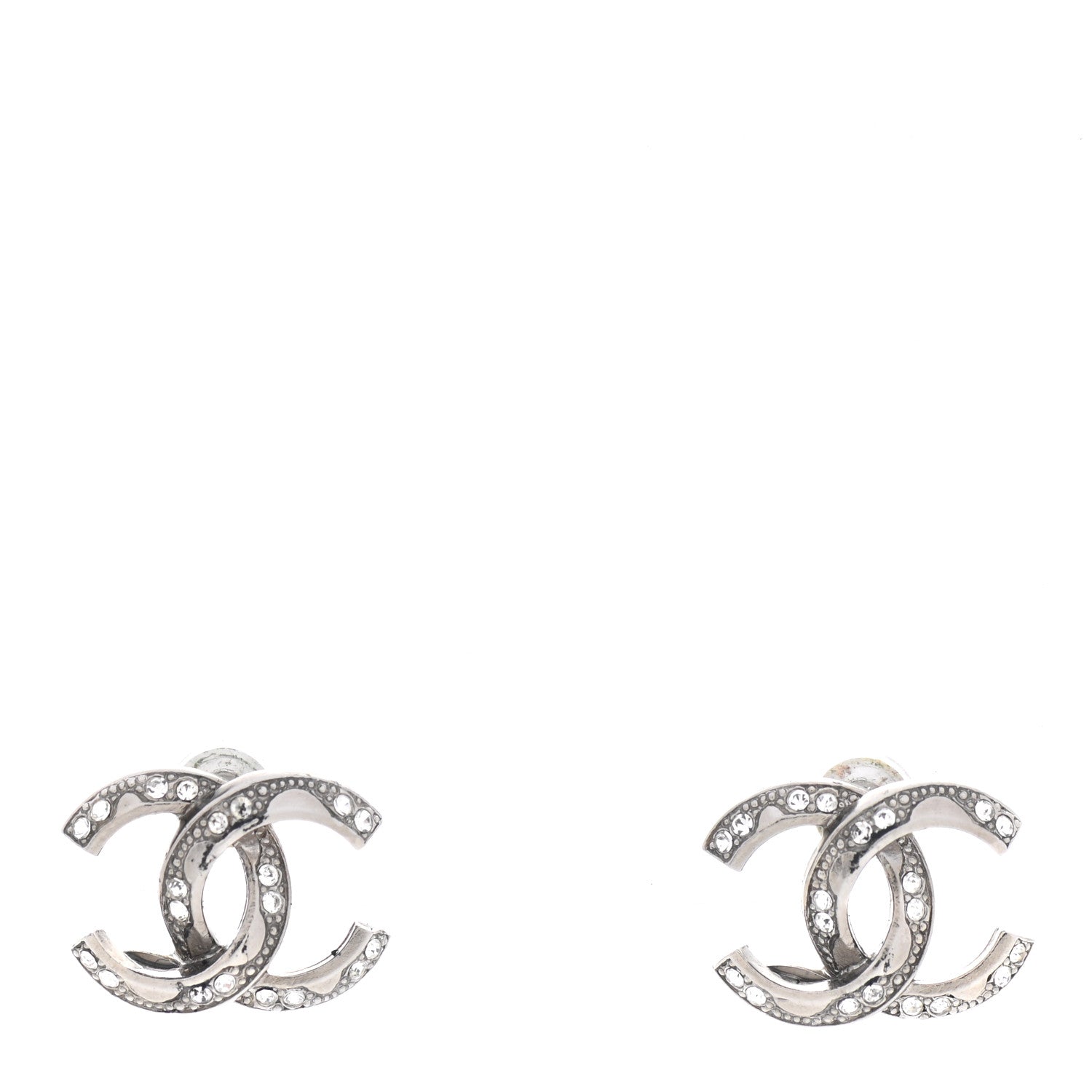 Chanel Crystal CC Earrings Silver 1 of 5