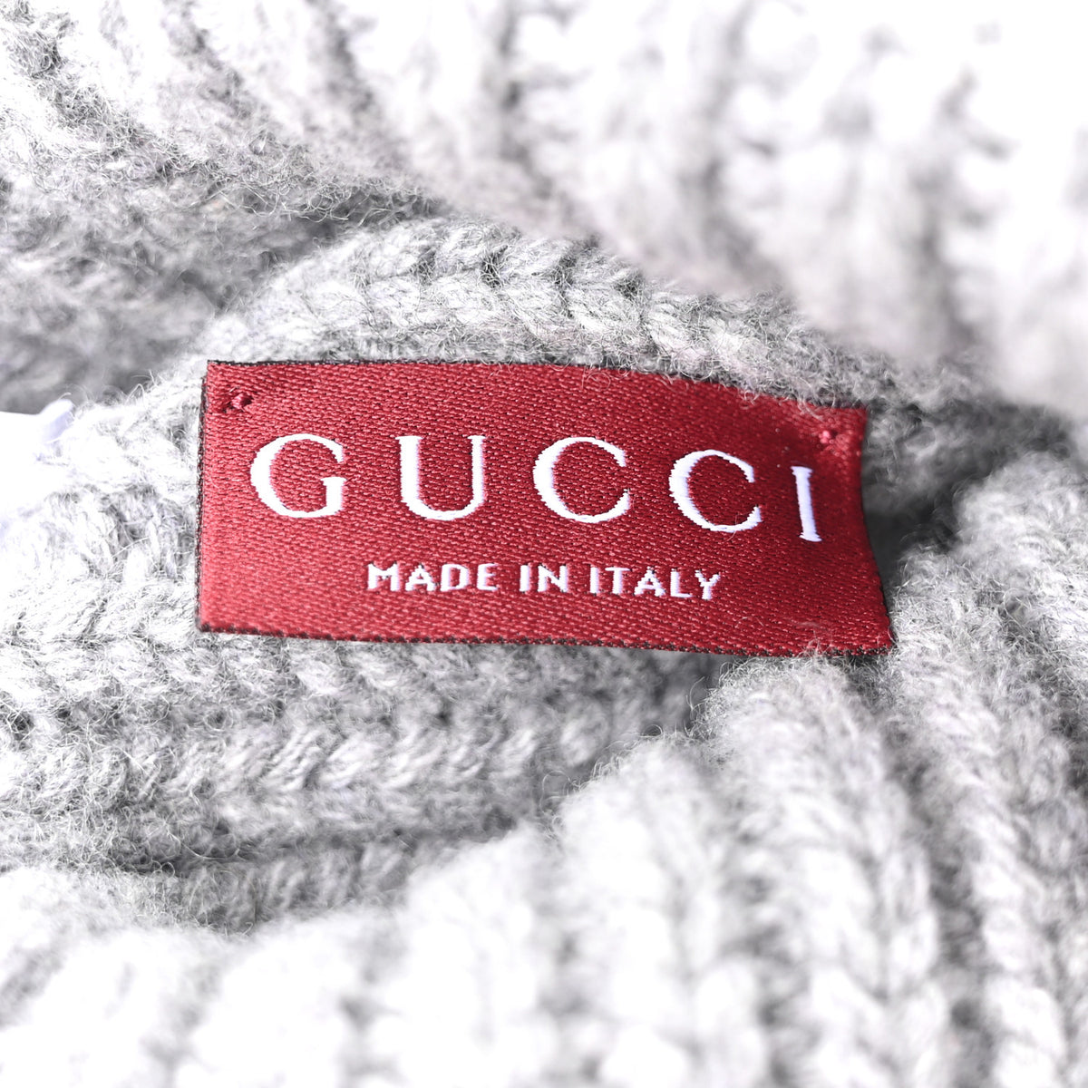 Wool Cashmere Knit Double G Beanie Hat M Light Grey