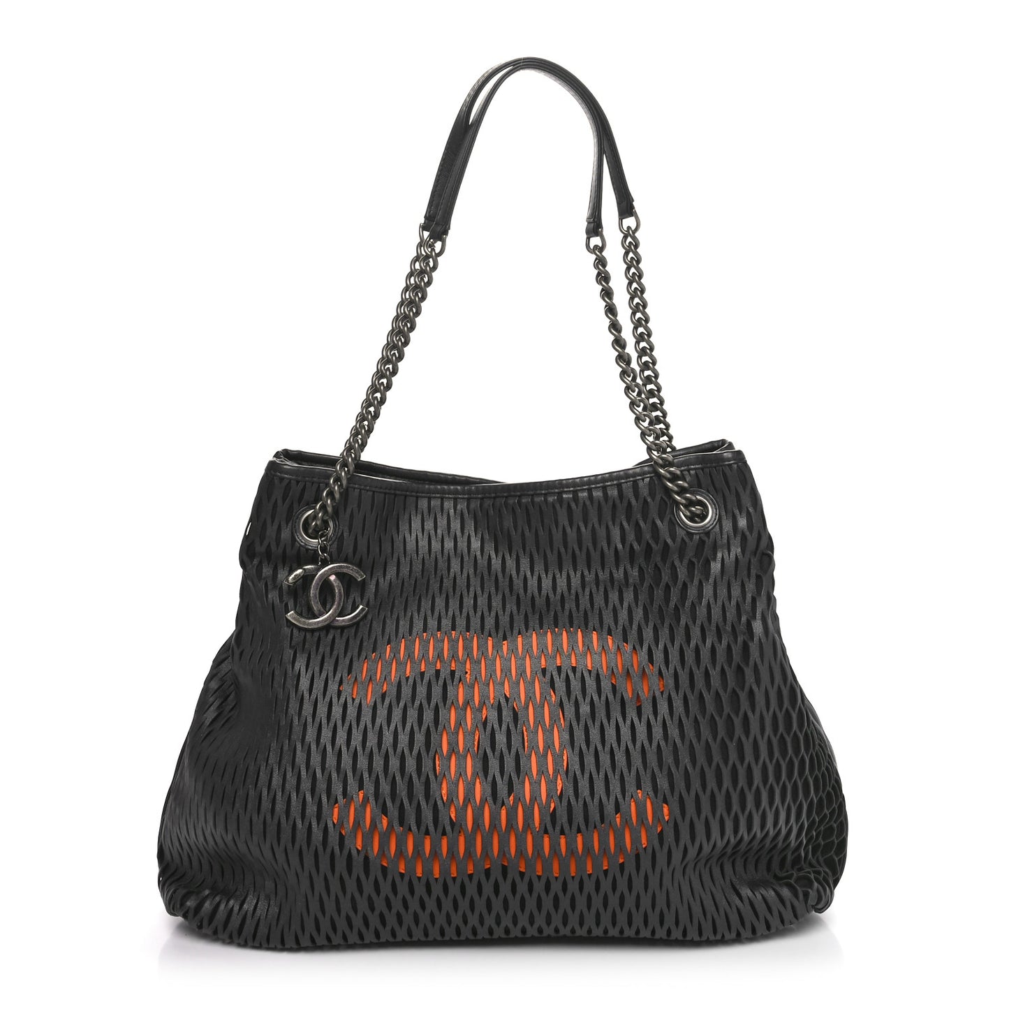 Calfskin Laser Cut Perforated CC Tote Black