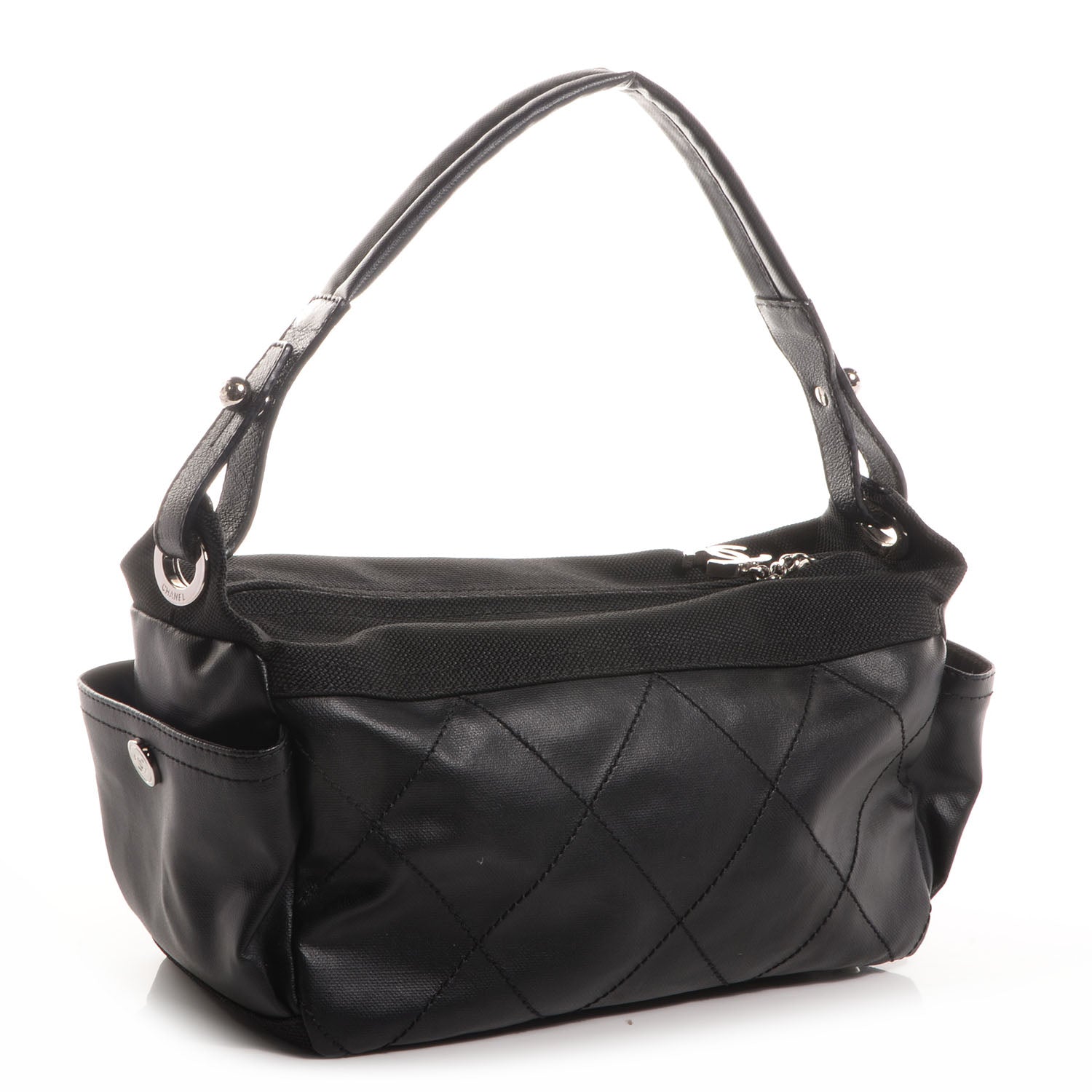 Chanel Coated Canvas Paris Biarritz Hobo Black 3 of 6
