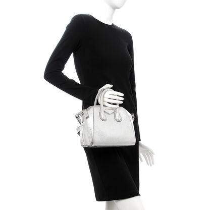 Givenchy Metallic Sugar Goatskin Mini Antigona Silver 3 of 10
