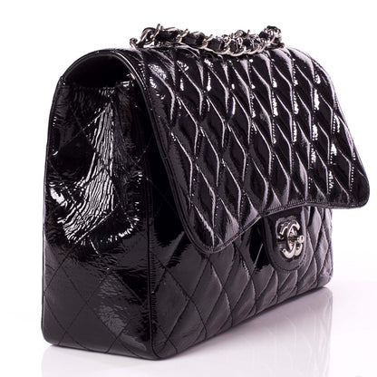 Chanel Distressed Patent Jumbo Single Flap Black 3 of 10