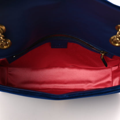 Gucci Velvet Matelasse Medium GG Marmont Shoulder Bag Cobalt Blue 5 of 9