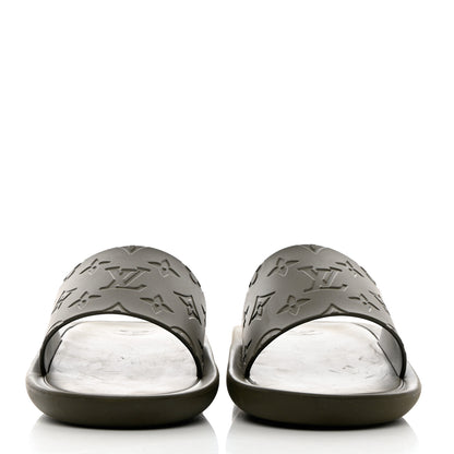 Louis Vuitton Matte Rubber Monogram Embossed Sunbath Slide Sandals 41 Khaki 2 of 9