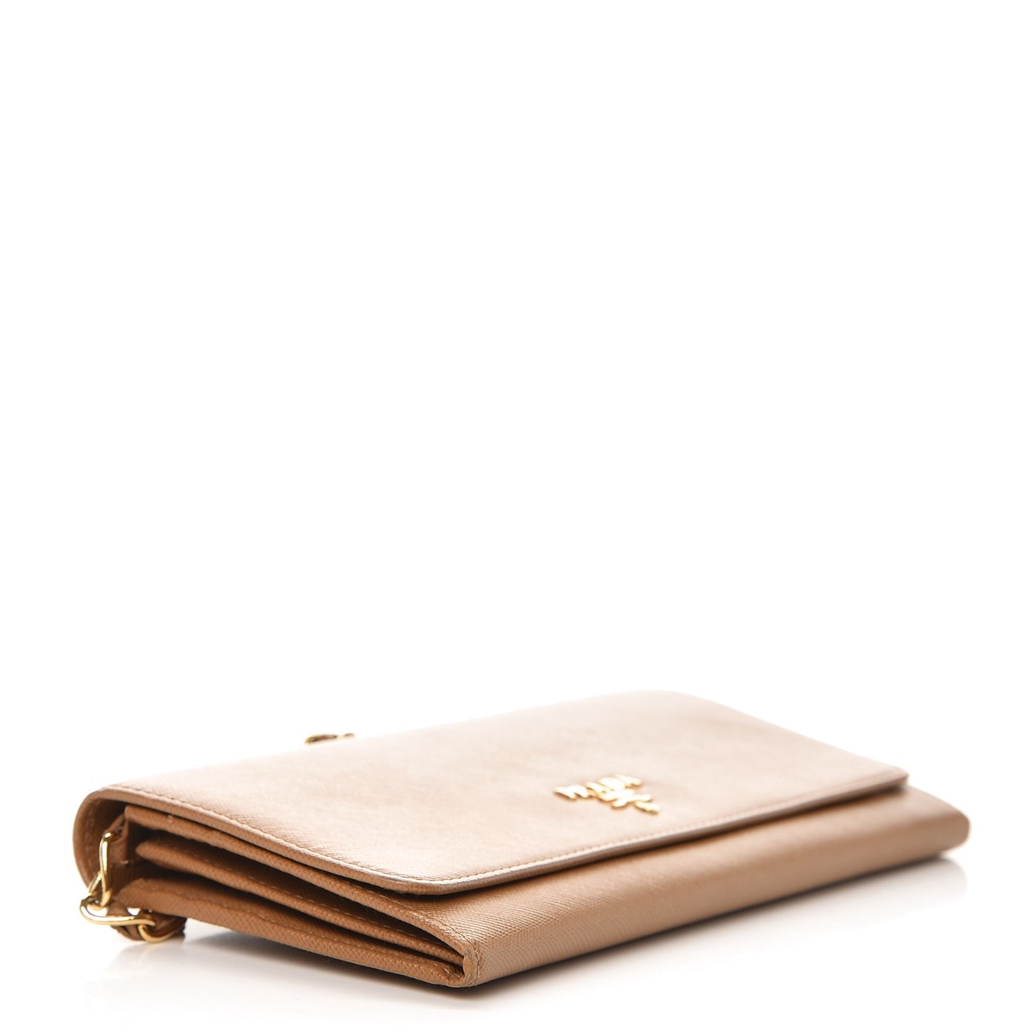 Saffiano Metal Oro Chain Wallet Caramel
