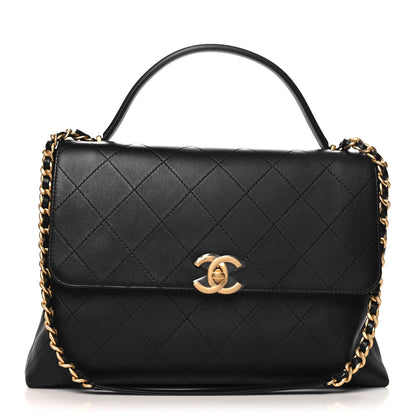 Chanel Calfskin Stitched Maxi Flap Top Handle Black 1 of 10