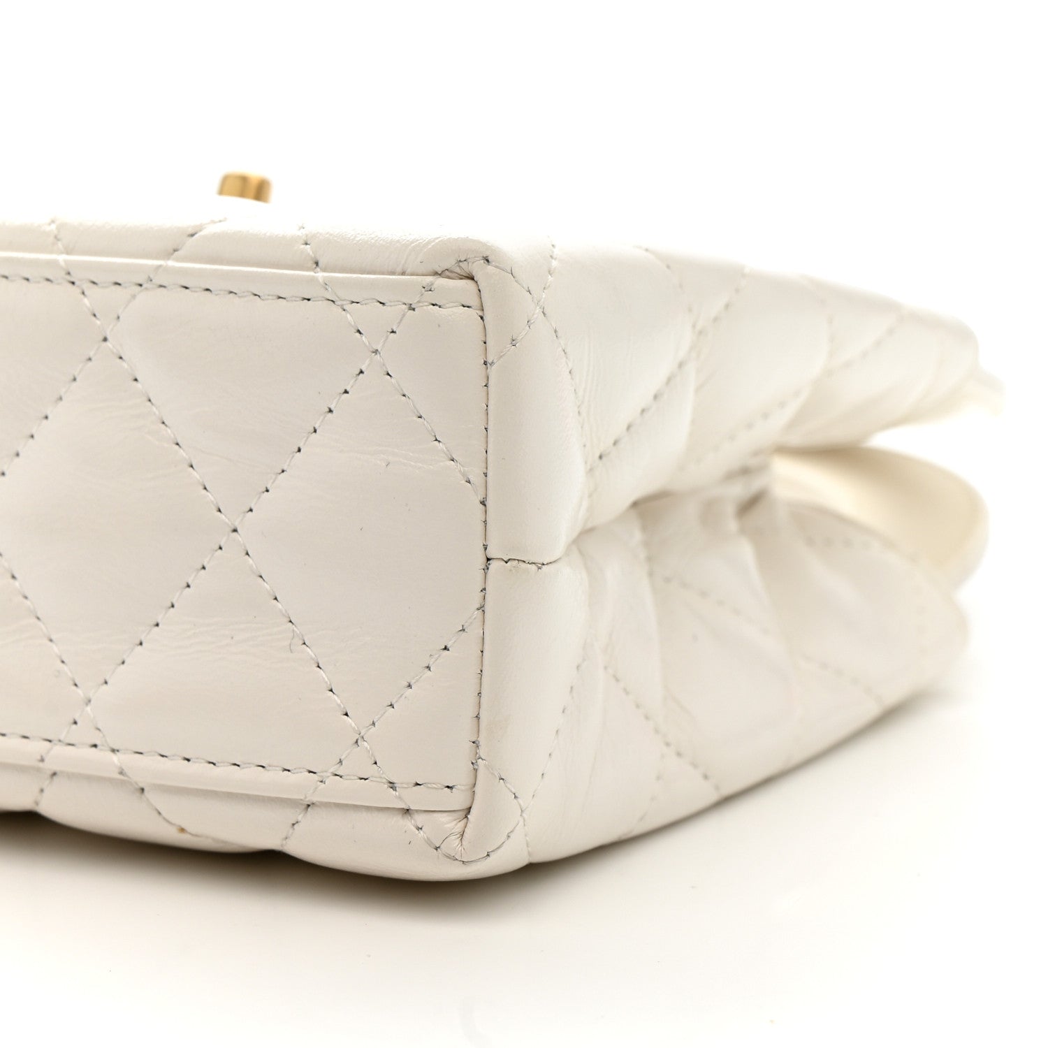 Chanel Shiny Aged Calfskin Quilted Nano Kelly Shopper White 10 of 11