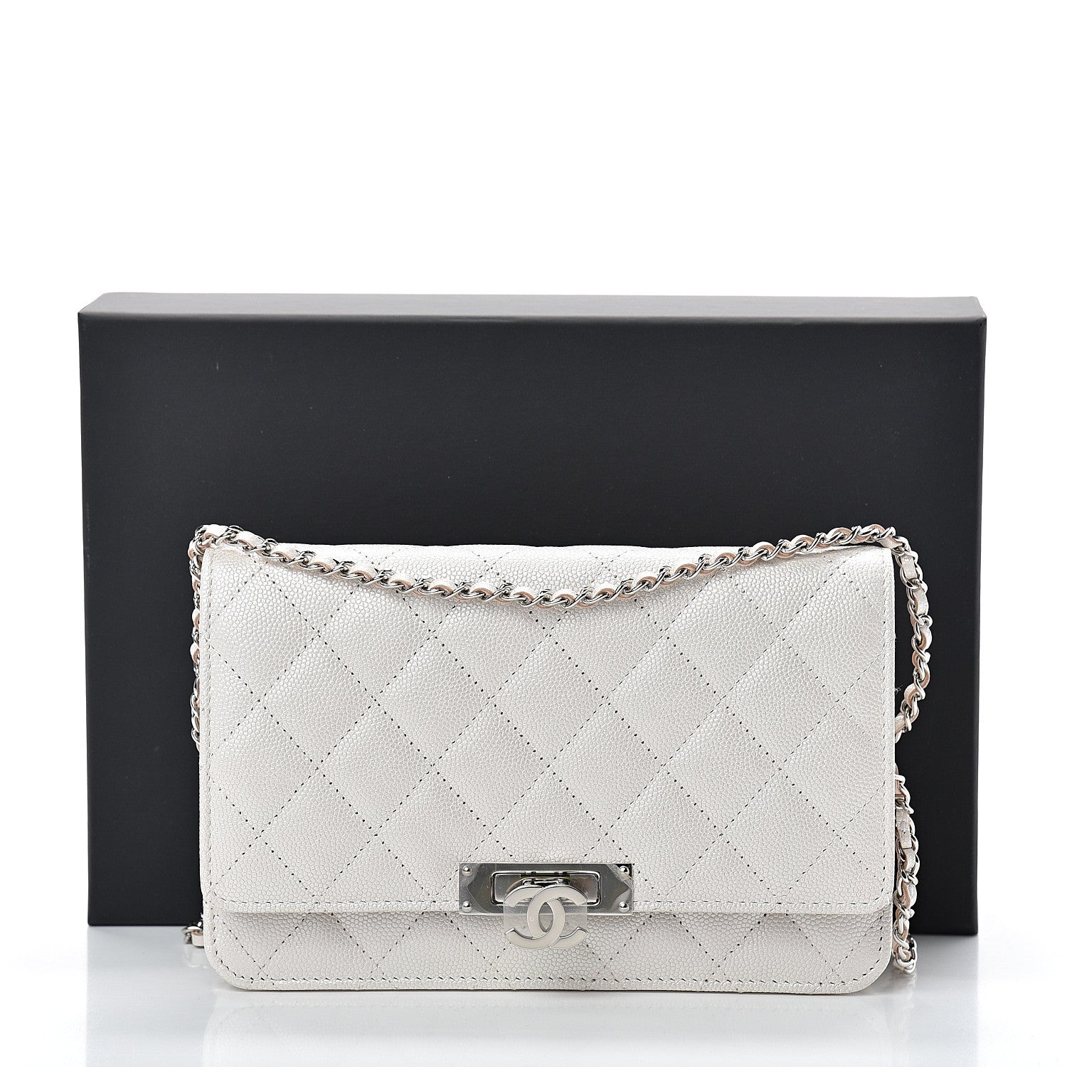 Chanel Caviar Quilted Golden Class Wallet On Chain WOC White 11 of 11