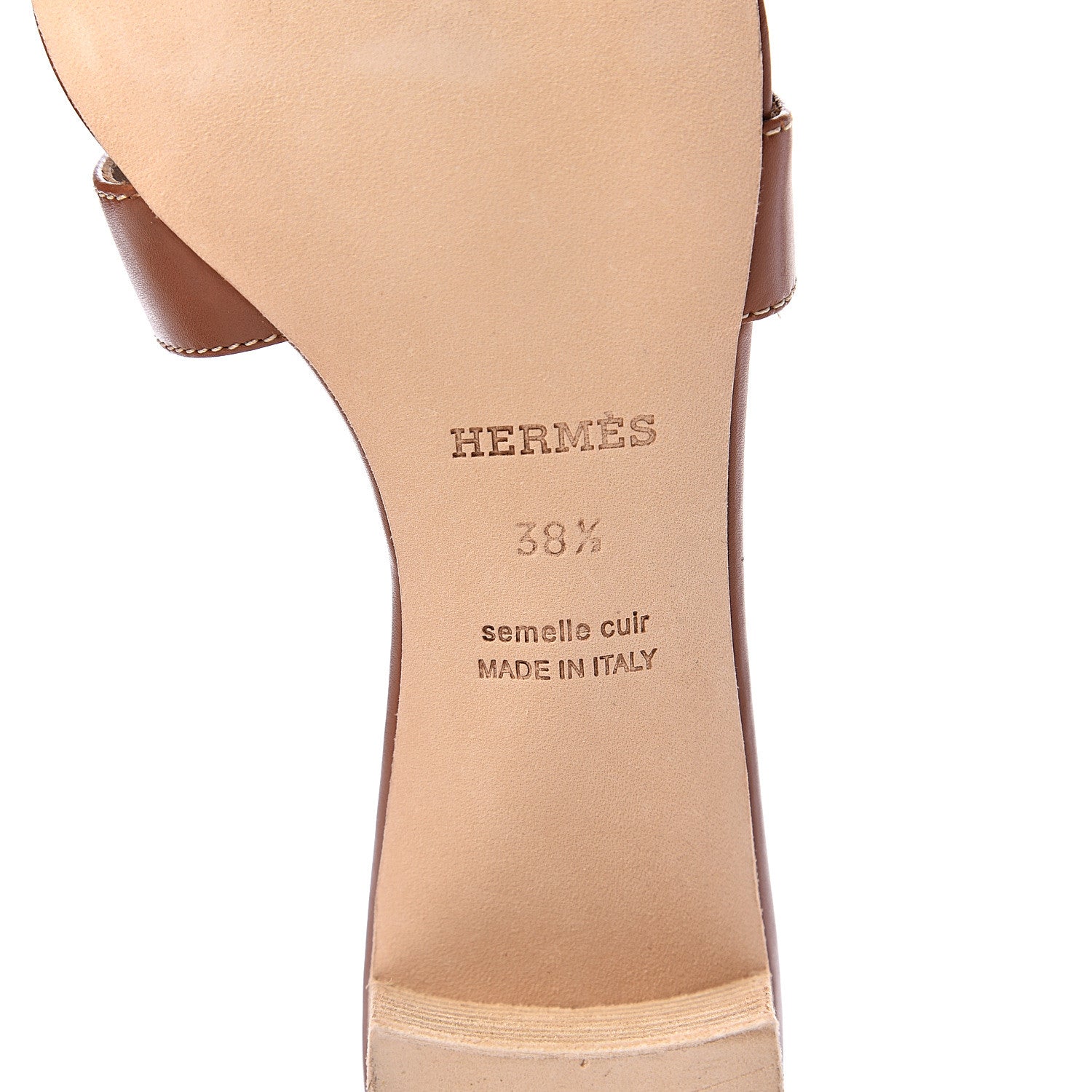 Hermes Calfskin Oasis Sandals 38.5 Gold 8 of 12