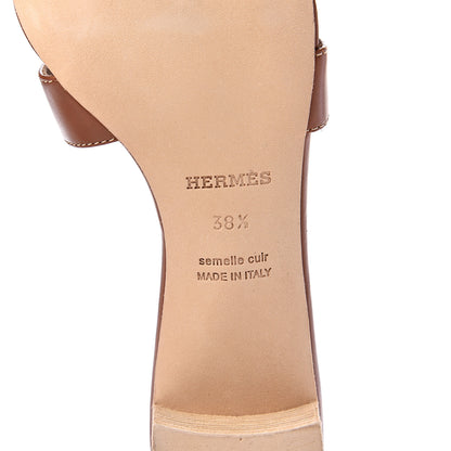 Hermes Calfskin Oasis Sandals 38.5 Gold 8 of 12