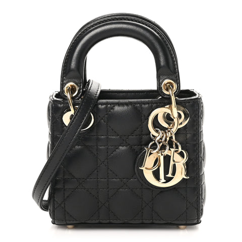 Lambskin Cannage Micro Lady Dior Black