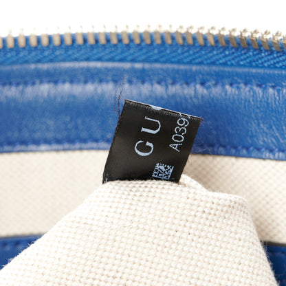 Gucci Calfskin GG Tennis Embossed Medium Wristlet Messenger Bag Intense Metal Blue 8 of 11