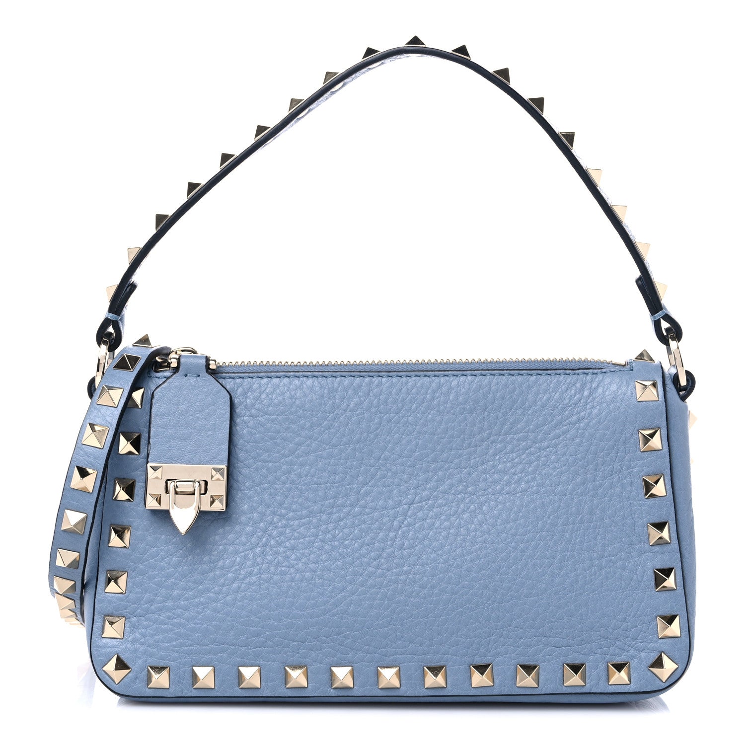 Valentino Garavani Pebbled Calfskin Small Rockstud Flip Lock Shoulder Bag Niagara 1 of 7
