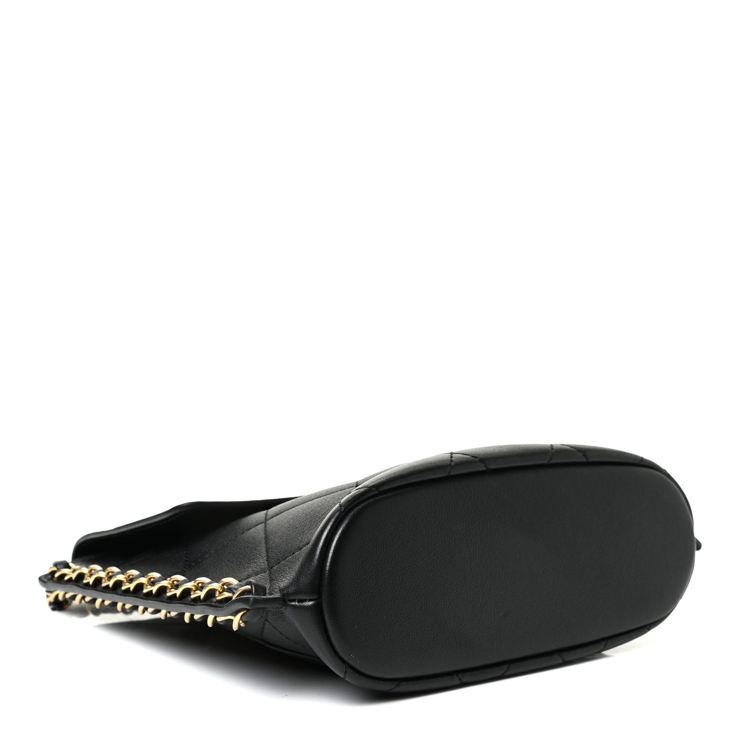 Calfskin Quilted Chain Small Hobo Bag Black