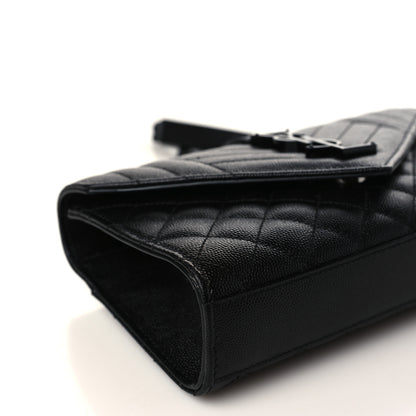 Saint Laurent Grain De Poudre Textured Mixed Matelasse Triquilt Small Monogram Monochrome Satchel Black 7 of 9