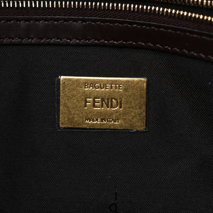Fendi Shearling Vitello Dolce Leopard Print Large Baguette Pink Brown Multicolor 6 of 9