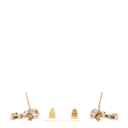 Chanel Crystal CC Bow Dangle Earrings Gold 4 of 5