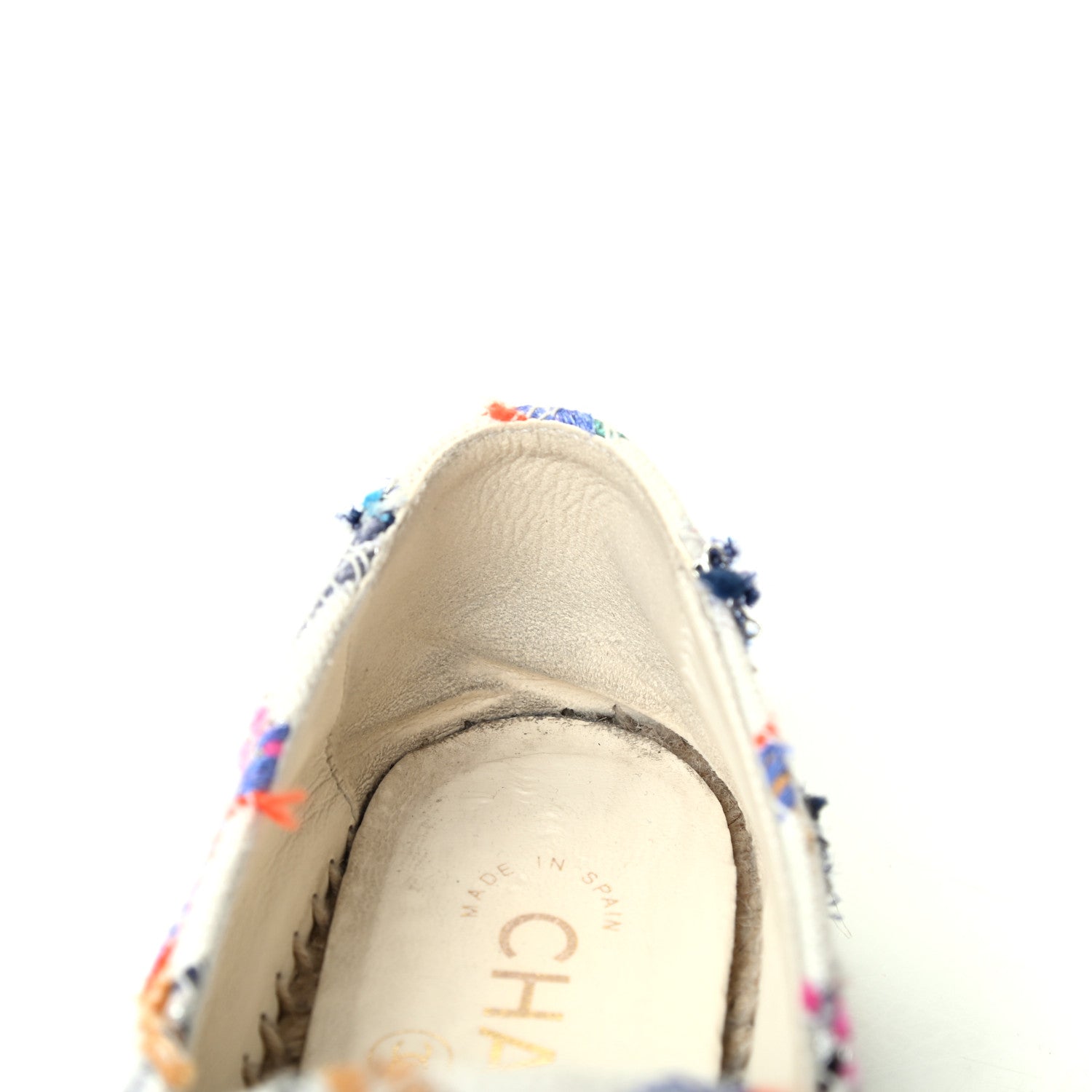 Chanel Tweed Grosgrain CC Espadrilles 35 White Blue Pink Green Black 11 of 12