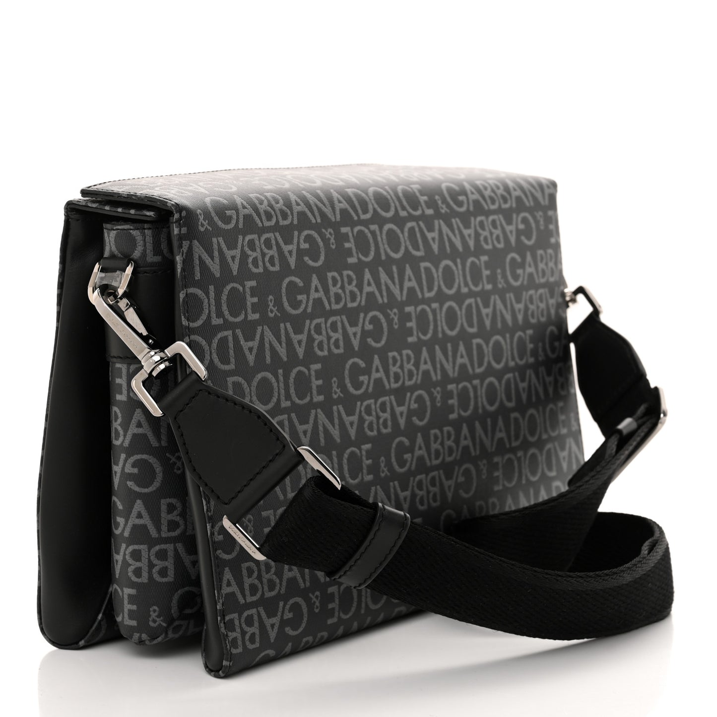 Coated Jacquard DG Logo Mens Crossbody Bag Black