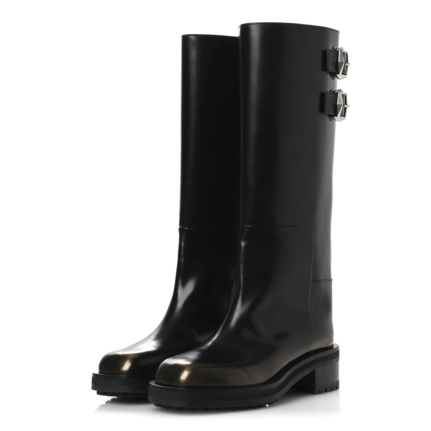 Burnished Brushed Calfskin Brooklyn 50 Boots 36.5 Black Gold