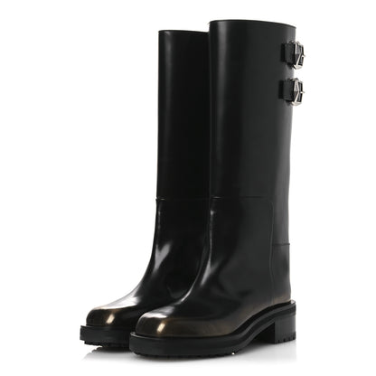 Jimmy Choo Burnished Brushed Calfskin Brooklyn 50 Boots 36.5 Black Gold 4 of 12