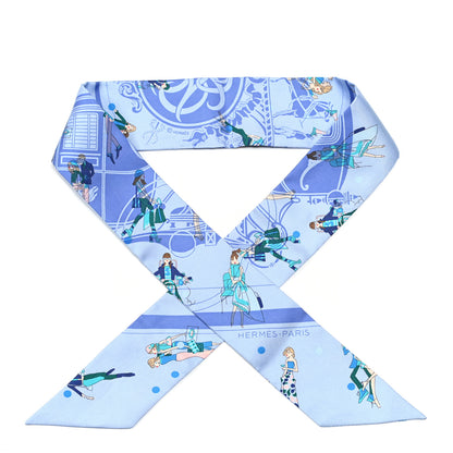 Hermes Silk Ex-Libris Les Parisiennes Twilly Ciel Turquoise Lavender 1 of 4