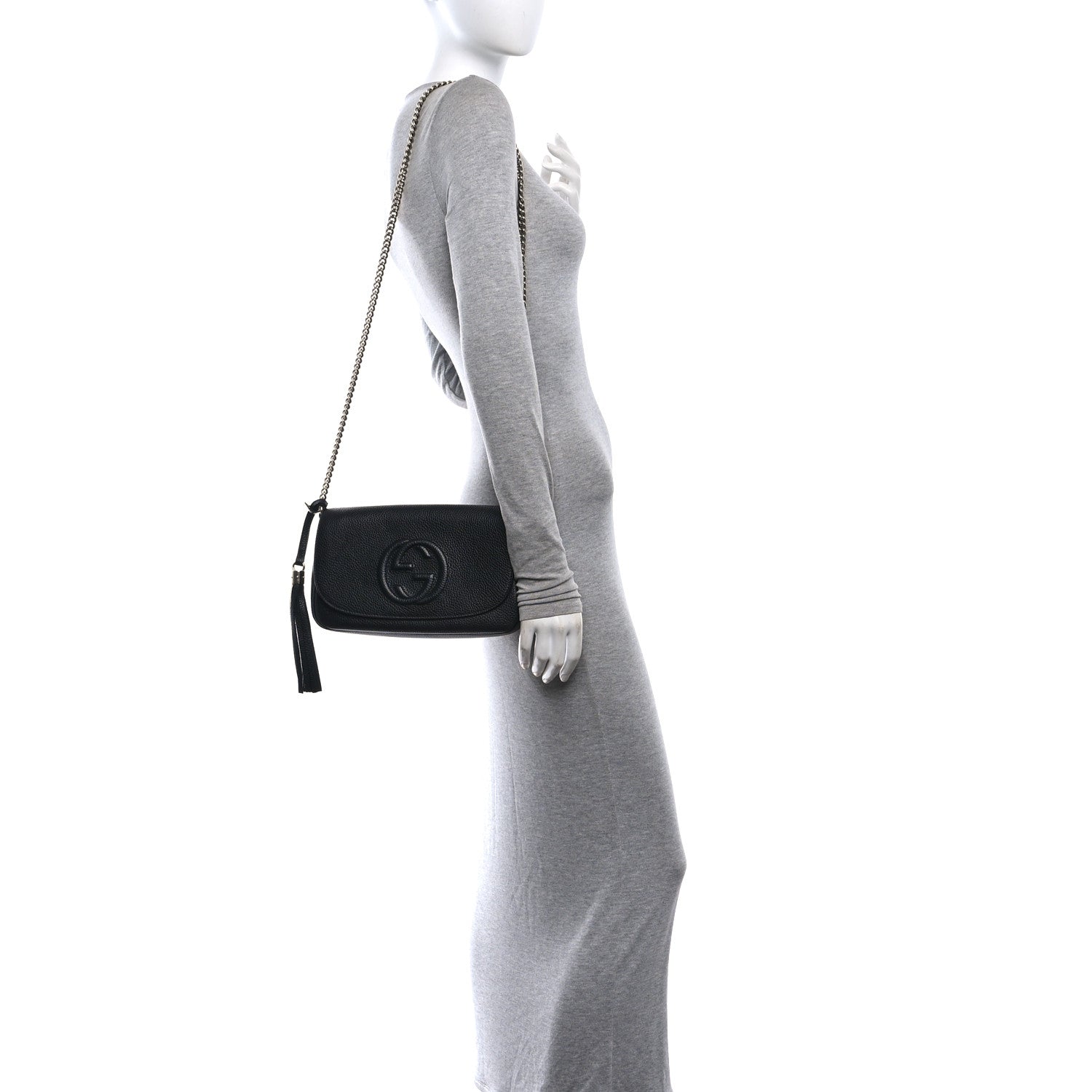 Gucci Pebbled Calfskin Medium Soho Flap Crossbody Black Black 2 of 10