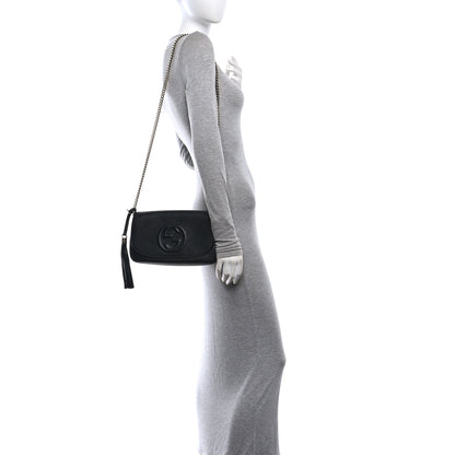 Gucci Pebbled Calfskin Medium Soho Flap Crossbody Black Black 2 of 10